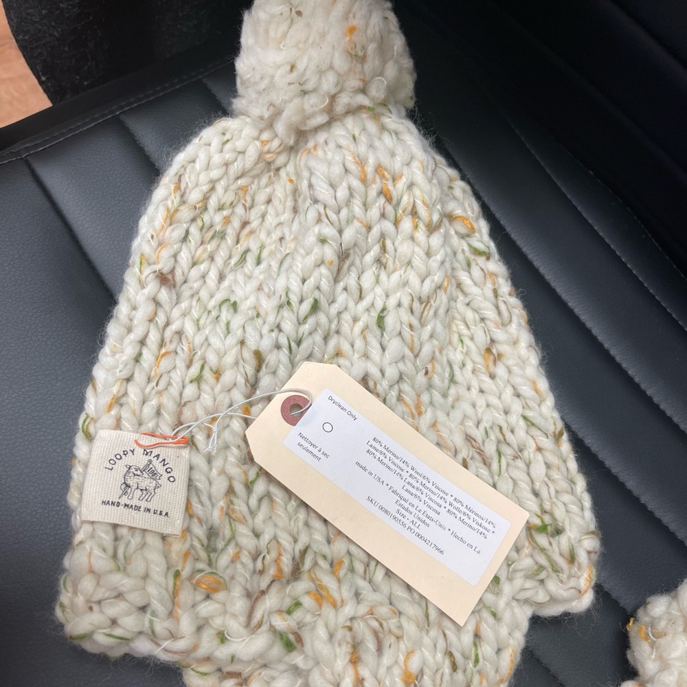 NWT Free People Loopy Mango Aviatrix Hand Knit Trapper Beanie